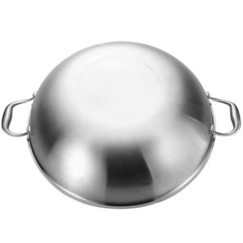 3-Ply 38cm Stainless Steel Double Handle Wok Frying Fry Pan Skillet with Lid - Image 5