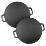 2x 40X33cm Cast Iron Induction Crepes Pan Baking Cookie Pancake Pizza Bakeware