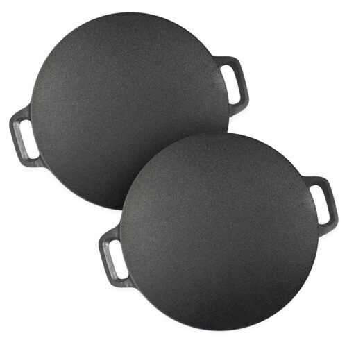 2x 40X33cm Cast Iron Induction Crepes Pan Baking Cookie Pancake Pizza Bakeware