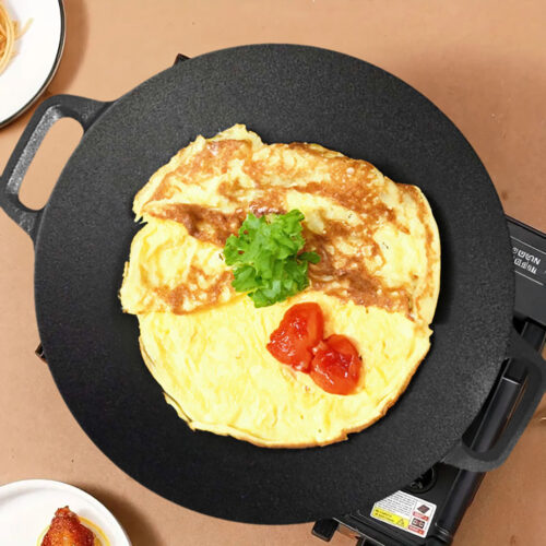 2x 40X33cm Cast Iron Induction Crepes Pan Baking Cookie Pancake Pizza Bakeware - Image 4