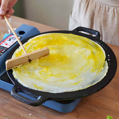 2x 40X33cm Cast Iron Induction Crepes Pan Baking Cookie Pancake Pizza Bakeware - Image 7