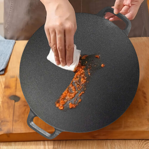 2x 42x37cm Cast Iron Induction Crepes Pan Baking Cookie Pancake Pizza Bakeware - Image 9