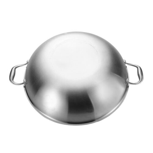 3-Ply 42cm Stainless Steel Double Handle Wok Frying Fry Pan Skillet with Lid - Image 5