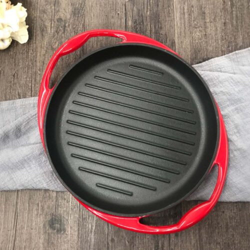 Enamel Porcelain 26cm Cast Iron Frying Pan Skillet Non-stick Coating Steak Sizzle Platter - Image 6