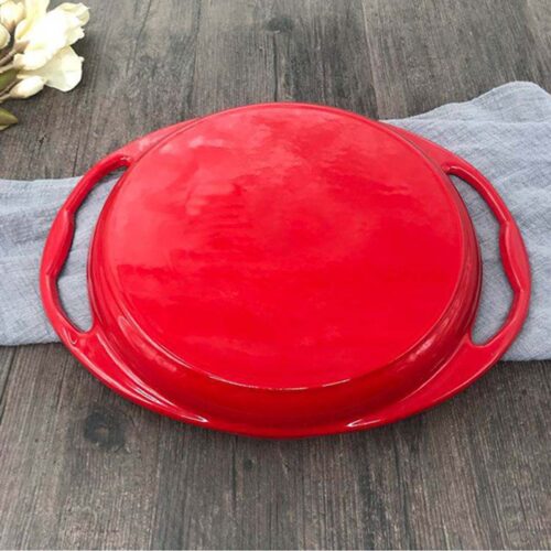 Enamel Porcelain 26cm Cast Iron Frying Pan Skillet Non-stick Coating Steak Sizzle Platter - Image 7