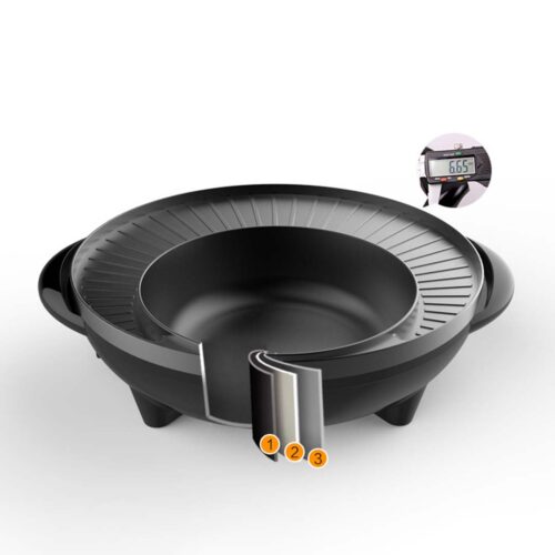 2 in 1 Electric Stone Coated Teppanyaki Grill Plate Steamboat Hotpot 3-5 Person - Image 3