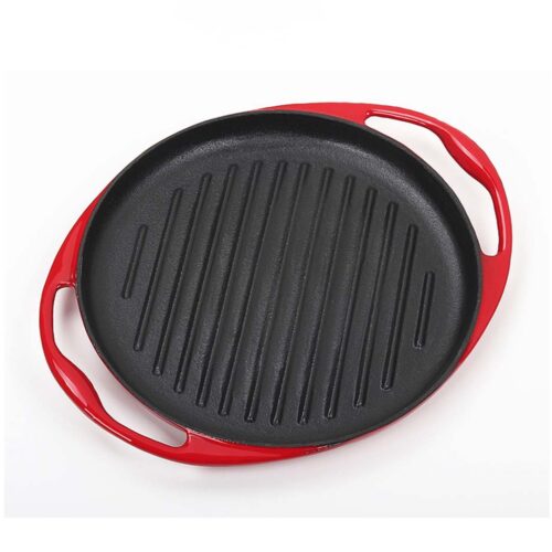 2x Enamel Porcelain 26cm Cast Iron Frying Pan Skillet Non-stick Coating Steak Sizzle Platter - Image 2