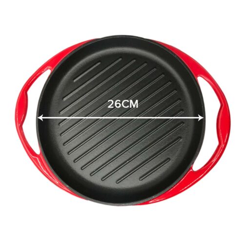 2x Enamel Porcelain 26cm Cast Iron Frying Pan Skillet Non-stick Coating Steak Sizzle Platter - Image 3