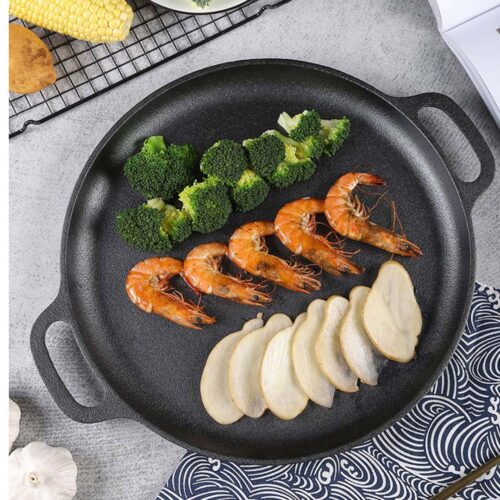 2x Cast Iron 35cm Frying Pan Skillet Coating Steak Sizzle Platter - Image 10