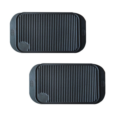 2x 47cm Cast Iron Ridged Griddle Hot Plate Grill Pan BBQ Stovetop