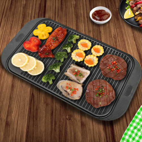 2x 47cm Cast Iron Ridged Griddle Hot Plate Grill Pan BBQ Stovetop - Image 4