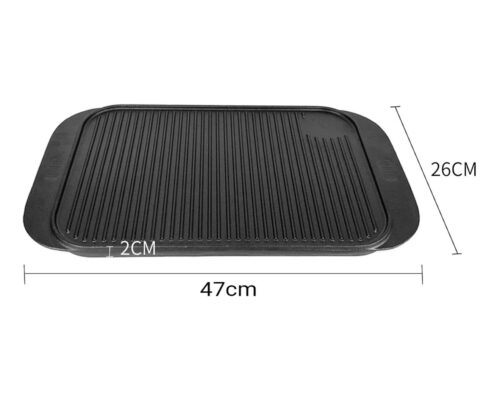 2x 47cm Cast Iron Ridged Griddle Hot Plate Grill Pan BBQ Stovetop - Image 5
