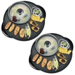 2x 2 in 1 Electric Stone Coated Teppanyaki Grill Plate Steamboat Hotpot 3-5 Person