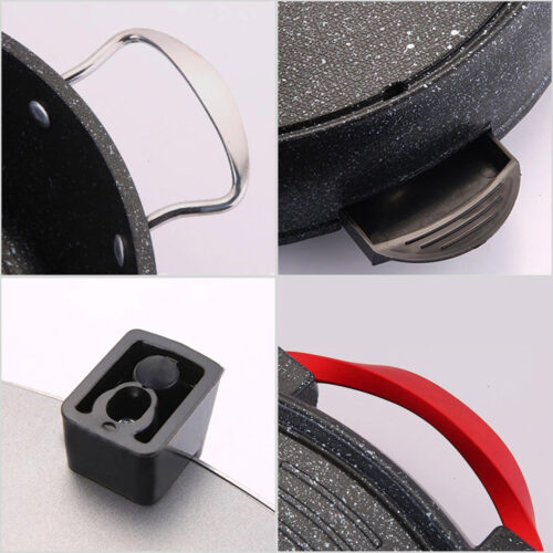 2 in 1 Electric Stone Coated Grill Plate Steamboat Two Division Hotpot - Image 7