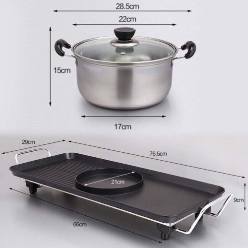 2x Electric Steamboat Asian Hot Pot Soup Maker Fondue Teppanyaki Hotpot Grill - Image 3