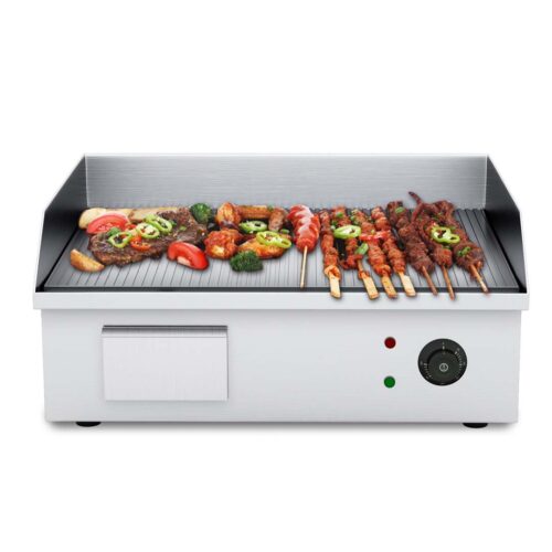 2200W Stainless Steel Ribbed Griddle Commercial Grill BBQ Hot Plate 56*48*23cm - Image 2