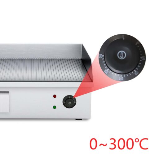 2200W Stainless Steel Ribbed Griddle Commercial Grill BBQ Hot Plate 56*48*23cm - Image 5