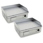 2x Electric Stainless Steel Flat Griddle Grill BBQ Hot Plate 2200W