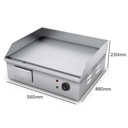 2x Electric Stainless Steel Flat Griddle Grill BBQ Hot Plate 2200W - Image 3