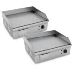 2x Electric Stainless Steel Ribbed Griddle Commercial Grill BBQ Hot Plate