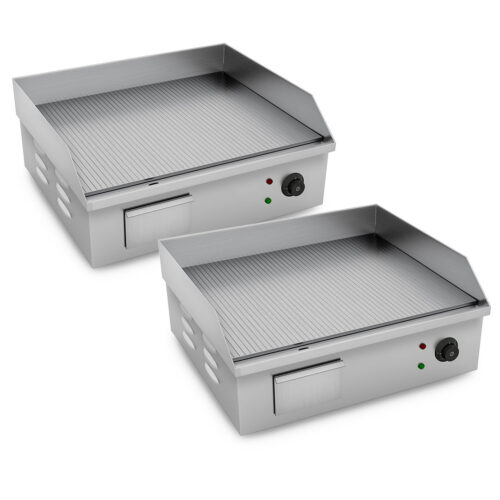 2x Electric Stainless Steel Ribbed Griddle Commercial Grill BBQ Hot Plate