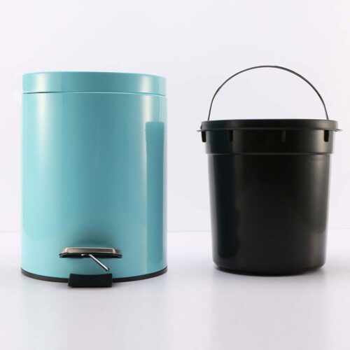 Foot Pedal Stainless Steel Rubbish Recycling Garbage Waste Trash Bin Round 7L Blue - Image 4