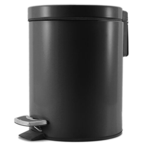 Foot Pedal Stainless Steel Rubbish Recycling Garbage Waste Trash Bin Round 12L Black