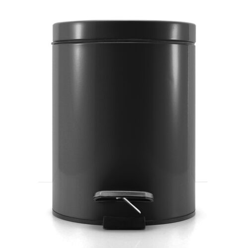 Foot Pedal Stainless Steel Rubbish Recycling Garbage Waste Trash Bin Round 12L Black - Image 2