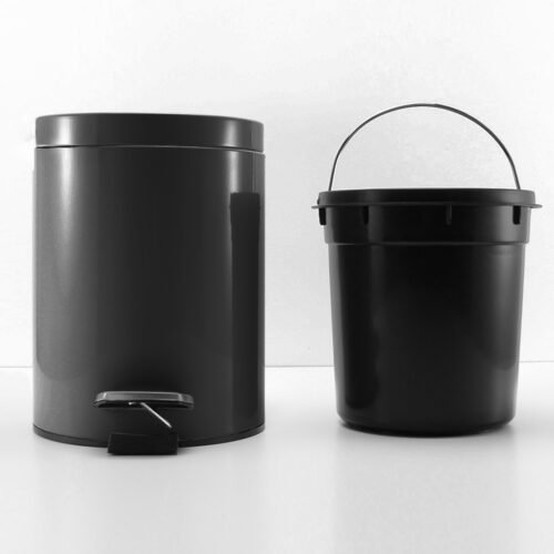 Foot Pedal Stainless Steel Rubbish Recycling Garbage Waste Trash Bin Round 12L Black - Image 4
