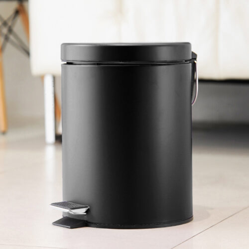2x Foot Pedal Stainless Steel Rubbish Recycling Garbage Waste Trash Bin Round 12L Black - Image 7