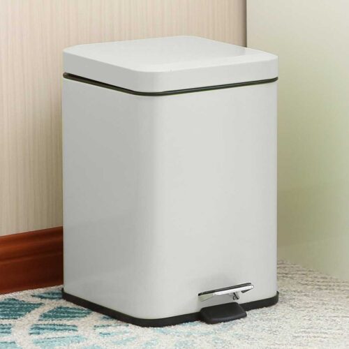 2x 12L Foot Pedal Stainless Steel Rubbish Recycling Garbage Waste Trash Bin Square White - Image 8