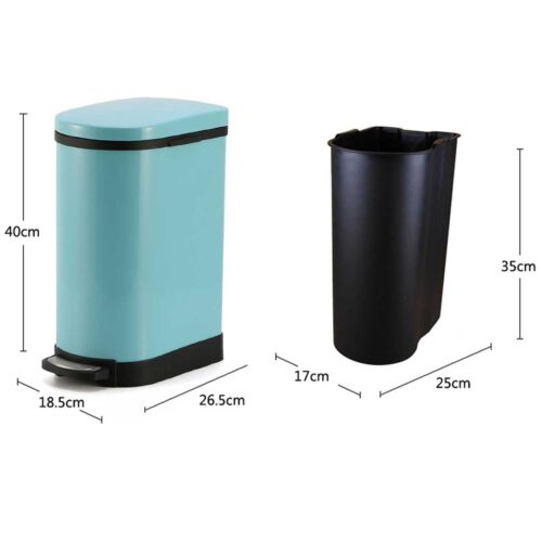 2x 10L Foot Pedal Stainless Steel Rubbish Recycling Garbage Waste Trash Bin U Blue - Image 4