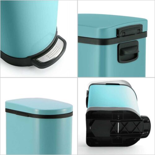2x 10L Foot Pedal Stainless Steel Rubbish Recycling Garbage Waste Trash Bin U Blue - Image 5