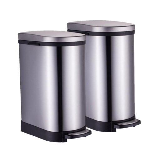 2x Foot Pedal Stainless Steel Rubbish Recycling Garbage Waste Trash Bin 10L U