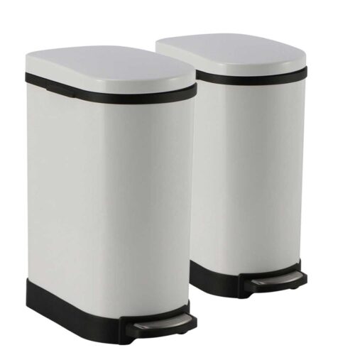 2x 10L Foot Pedal Stainless Steel Rubbish Recycling Garbage Waste Trash Bin U White