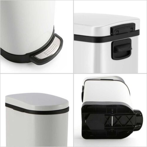 2x 10L Foot Pedal Stainless Steel Rubbish Recycling Garbage Waste Trash Bin U White - Image 5
