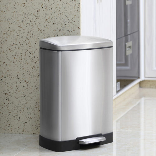 2x Foot Pedal Stainless Steel Rubbish Recycling Garbage Waste Trash Bin Shape 12L Silver - Image 2