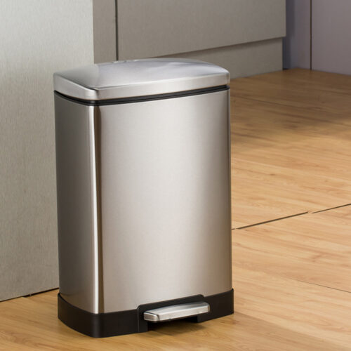 2x Foot Pedal Stainless Steel Rubbish Recycling Garbage Waste Trash Bin Shape 12L Silver - Image 3