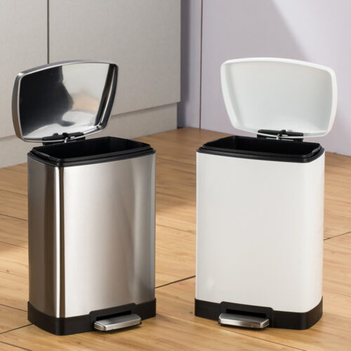 2x Foot Pedal Stainless Steel Rubbish Recycling Garbage Waste Trash Bin Shape 12L Silver - Image 7