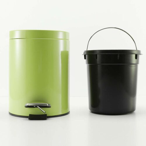 4x 7L Foot Pedal Stainless Steel Rubbish Recycling Garbage Waste Trash Bin Round Green - Image 4