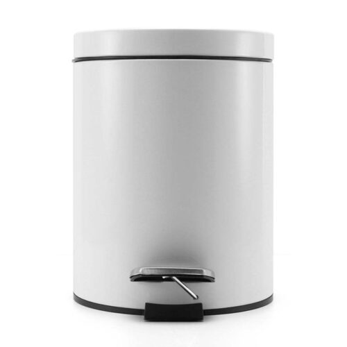 4x Foot Pedal Stainless Steel Rubbish Recycling Garbage Waste Trash Bin Round 7L White - Image 2