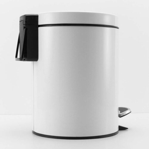 4x Foot Pedal Stainless Steel Rubbish Recycling Garbage Waste Trash Bin Round 7L White - Image 3