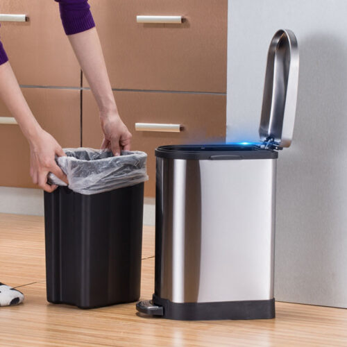 4x Foot Pedal Stainless Steel Rubbish Recycling Garbage Waste Trash Bin 10L U - Image 8