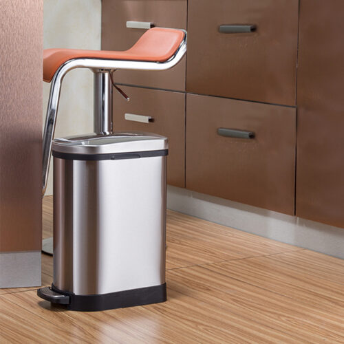 4x Foot Pedal Stainless Steel Rubbish Recycling Garbage Waste Trash Bin 10L U - Image 10