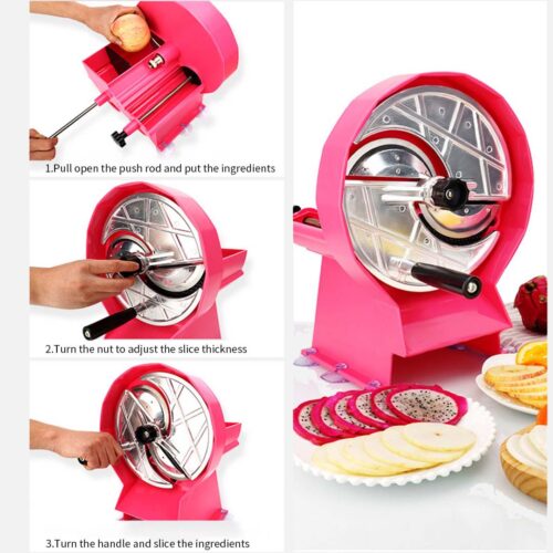 Commercial Manual Vegetable Fruit Slicer Kitchen Cutter Machine Pink - Image 10