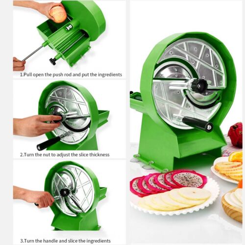 2x Commercial Manual Vegetable Fruit Slicer Kitchen Cutter Machine Green - Image 10