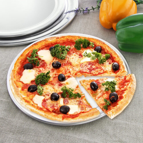 2x 14-inch Round Aluminum Steel Pizza Tray Home Oven Baking Plate Pan - Image 4