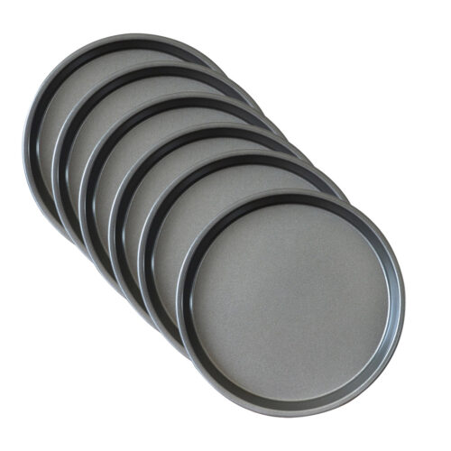 6X 7-inch Round Black Steel Non-stick Pizza Tray Oven Baking Plate Pan