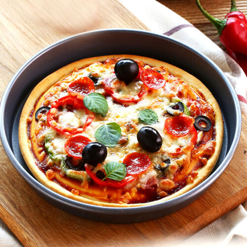6X 9-inch Round Black Steel Non-stick Pizza Tray Oven Baking Plate Pan - Image 7