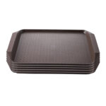 Serving Tray Heavy Duty Waterproof Stackable Plastic Food Snack Pan Set of 5 Coffee